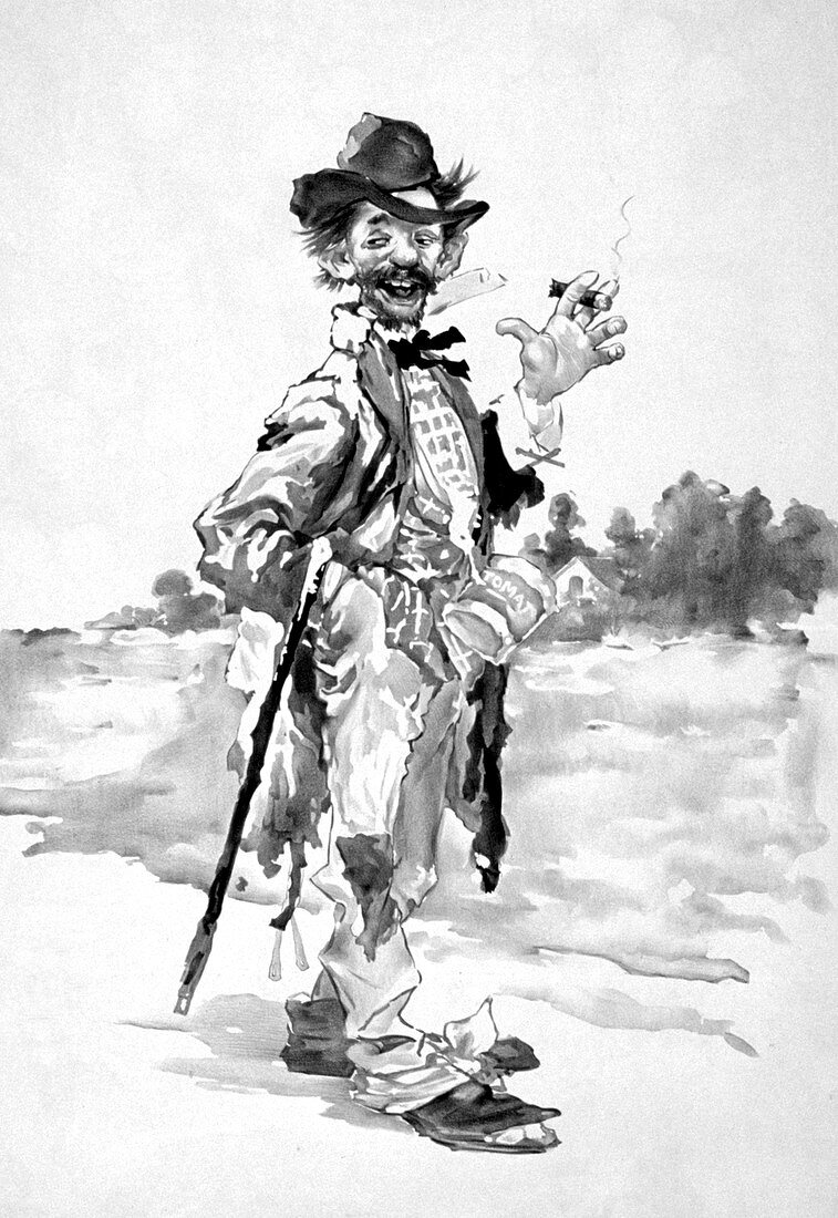 Hobo Smoking Cigar, 1899