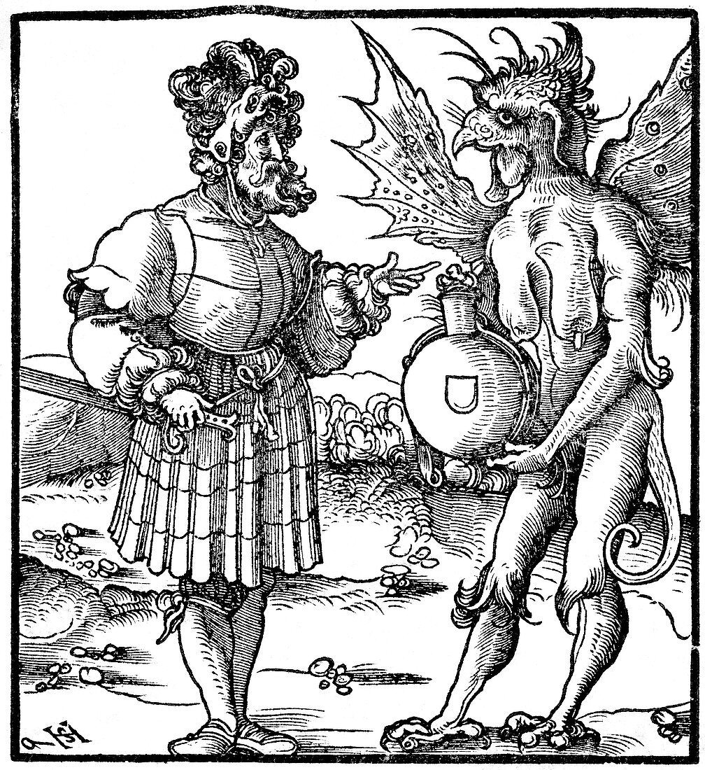 Devil Offering Poison to a Knight