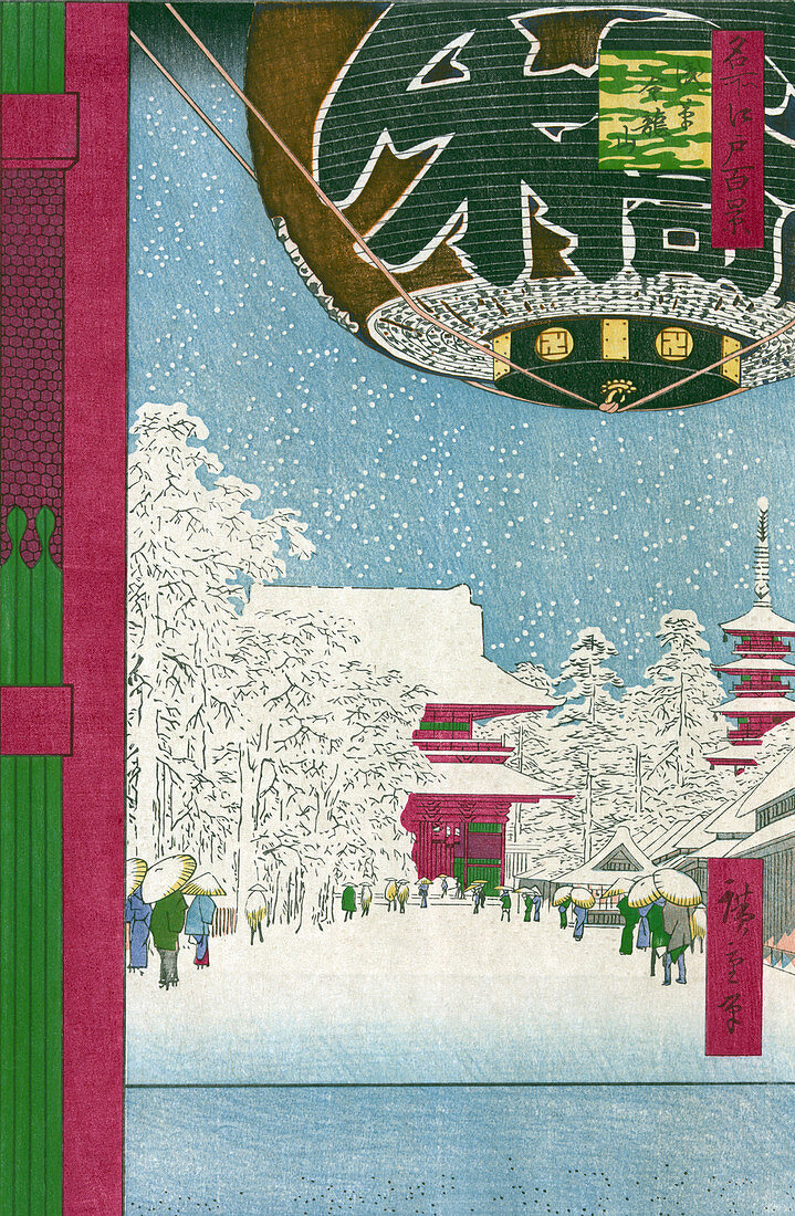 Snow-Covered Walkway of Senso-ji Temple, 1856