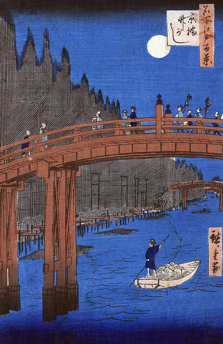 Kyobashi Bridge On Moonlit Night, 1857