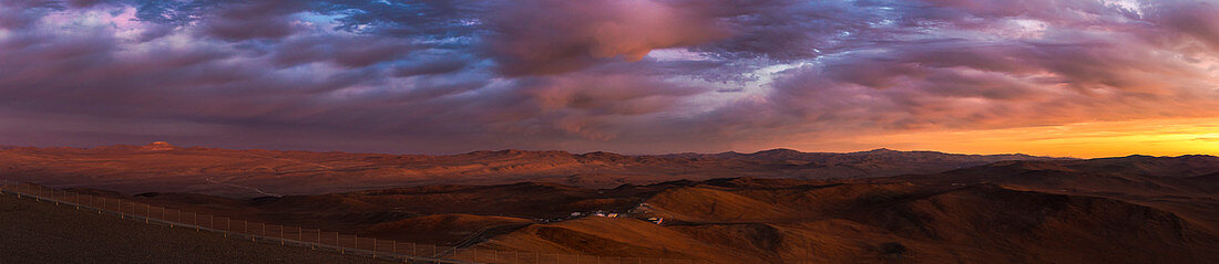 Sunset over Cerro Armazones, panoramic view