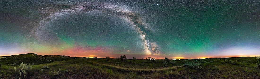 Panorama of the Milky Way over the Great Sandhills, Canada