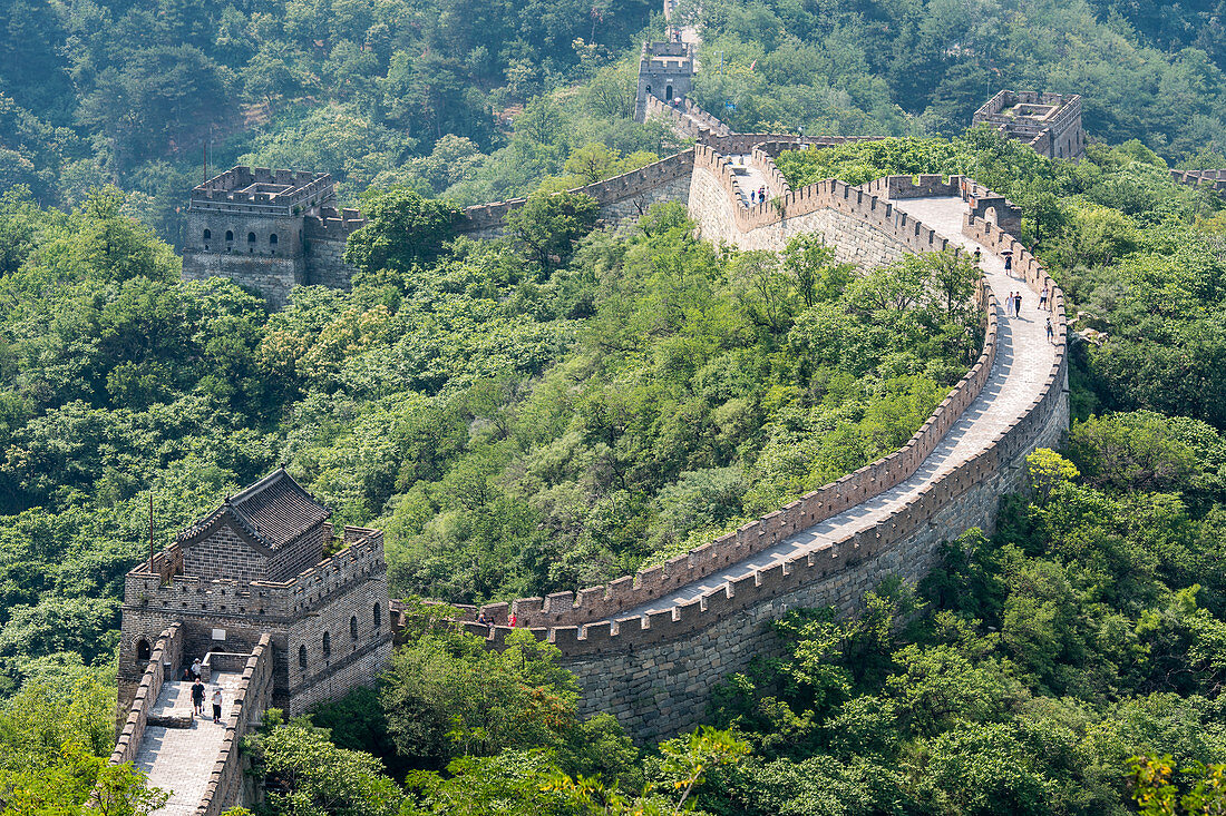 Tourists walking on the Great Wall of China