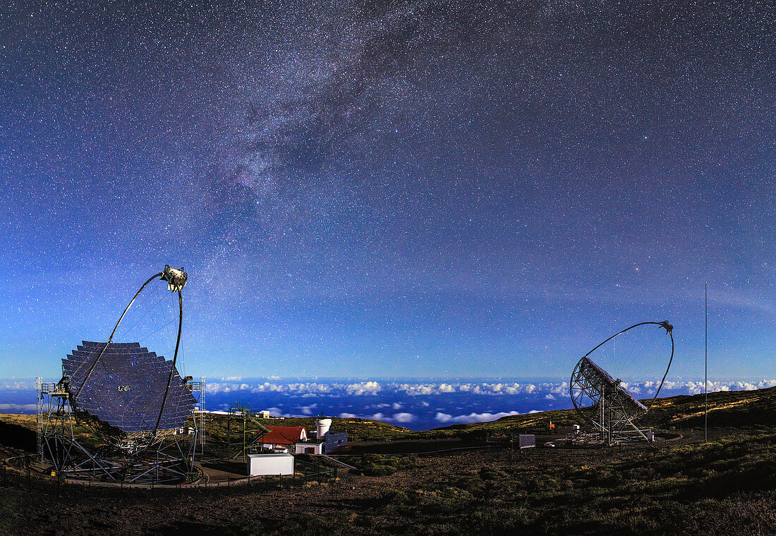 MAGIC telescope units and Milky Way
