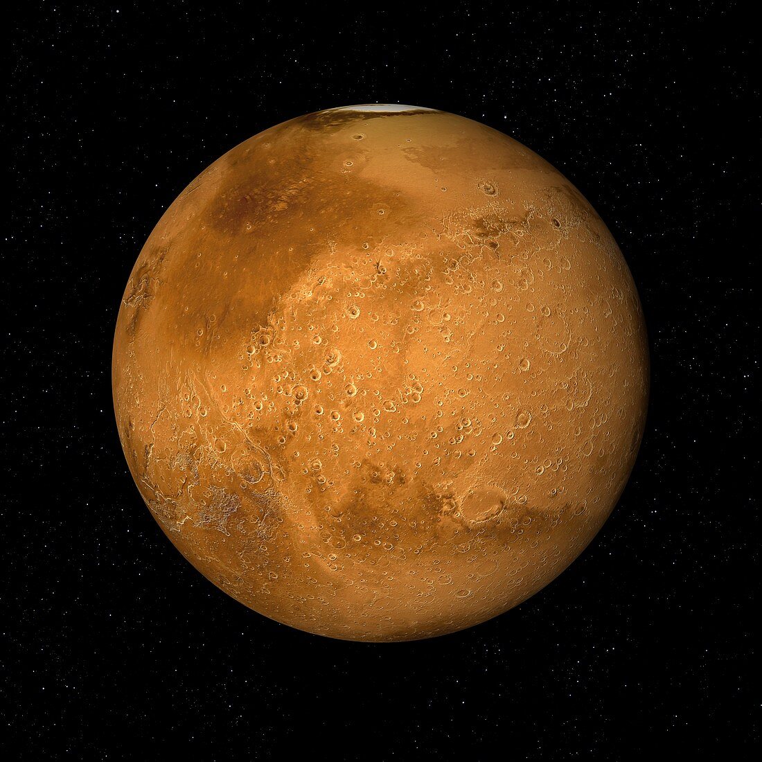 Dark Acidalia Planitia and North Pole, Mars, illustration