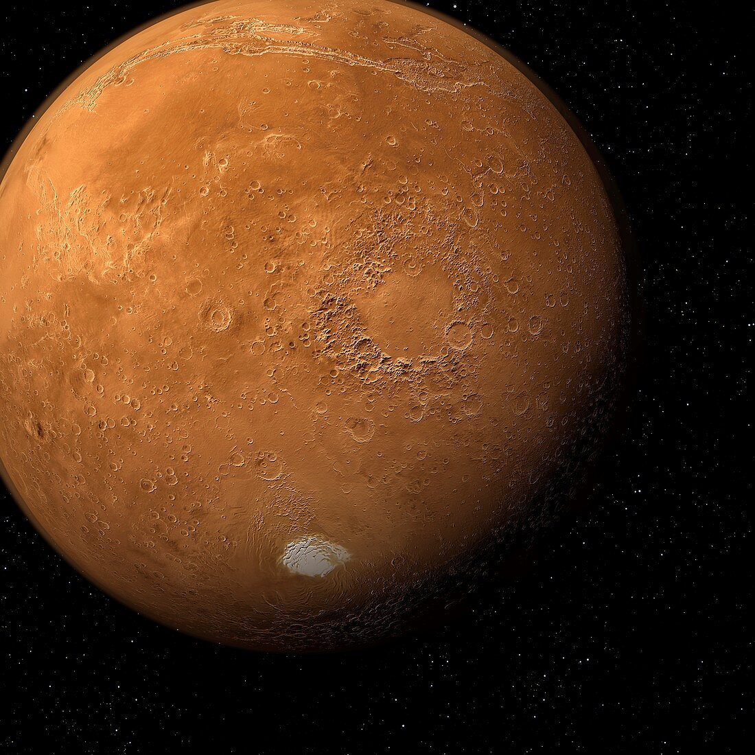 South pole, Mars, illustration