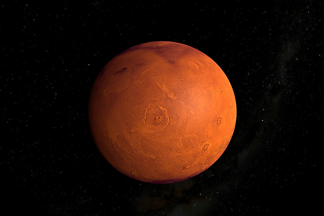 Present-day Mars without water, illustration