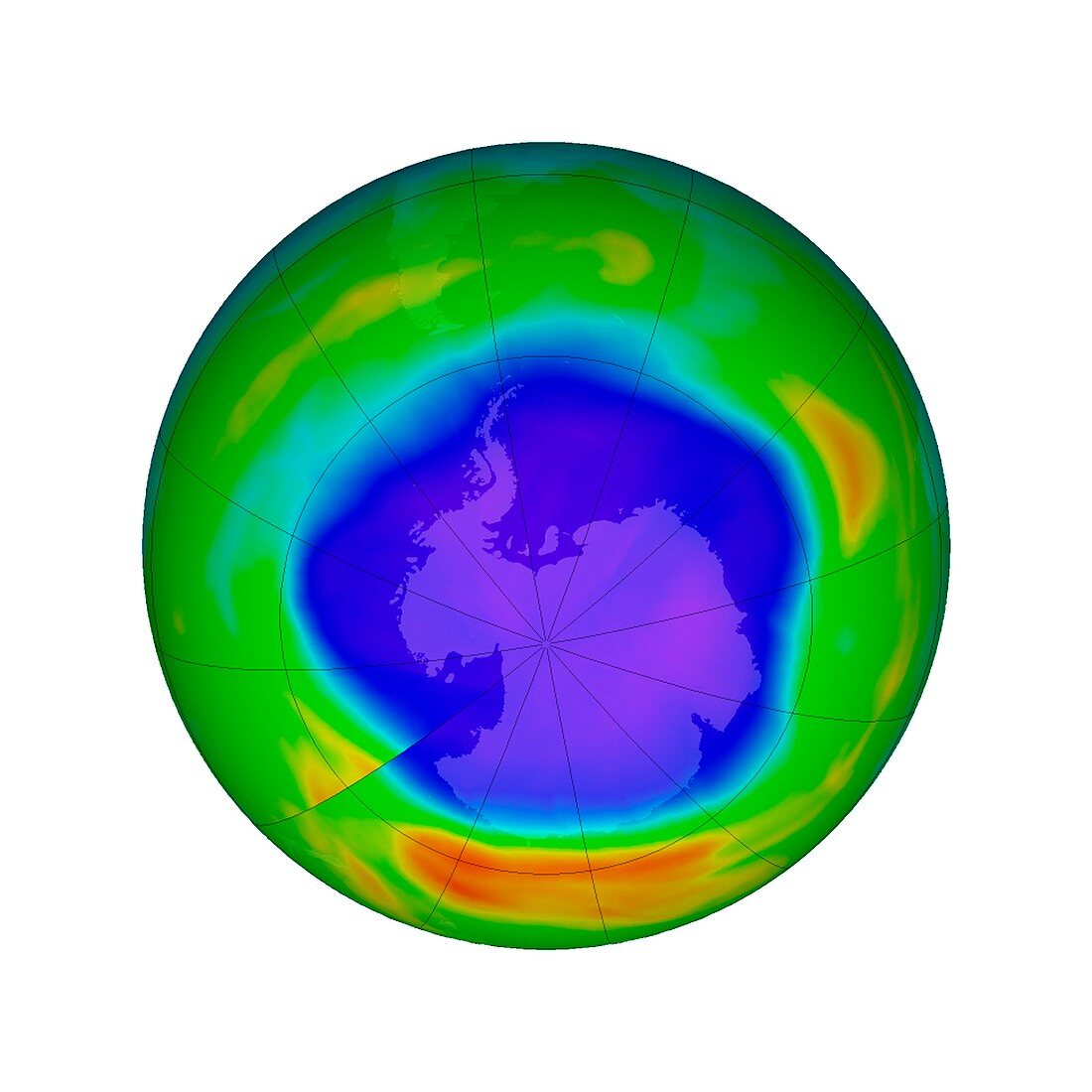 Antarctic ozone hole maximum, 2018