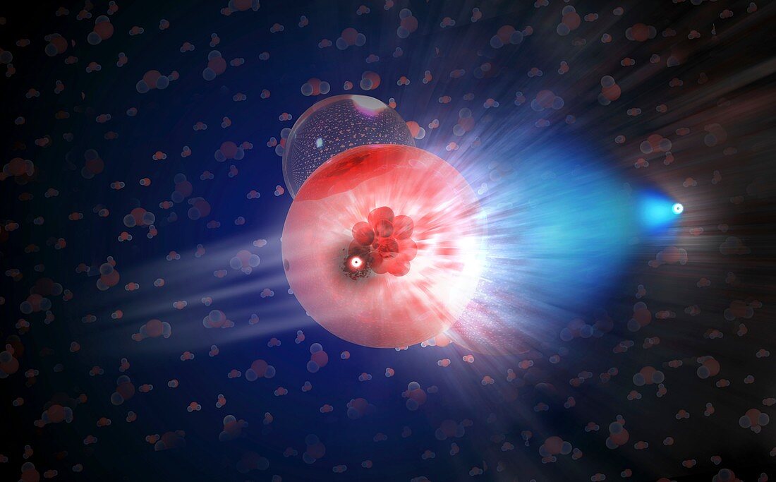 IceCube neutrino detection event, illustration