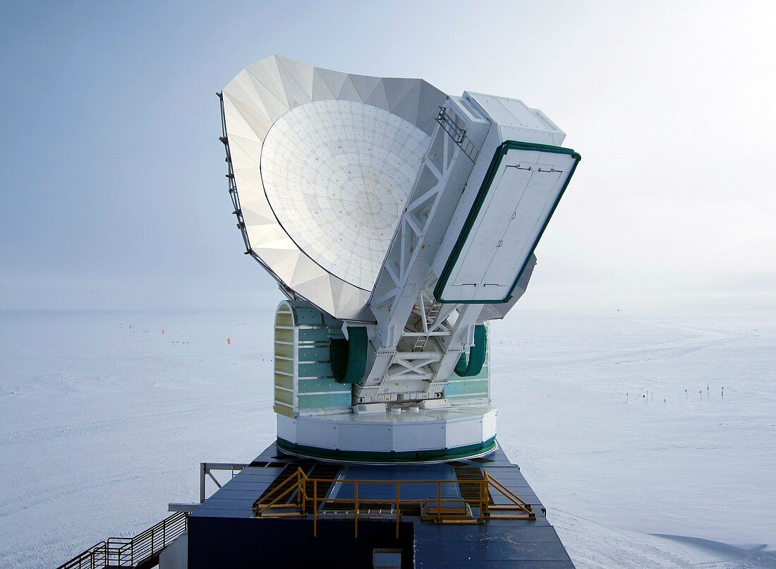 South Pole Telescope and new ground shield, 2012
