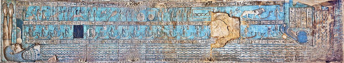 Night sky and goddess Nut in Egyptian temple