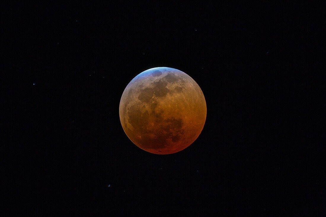 Total lunar eclipse just before totality, July 2018