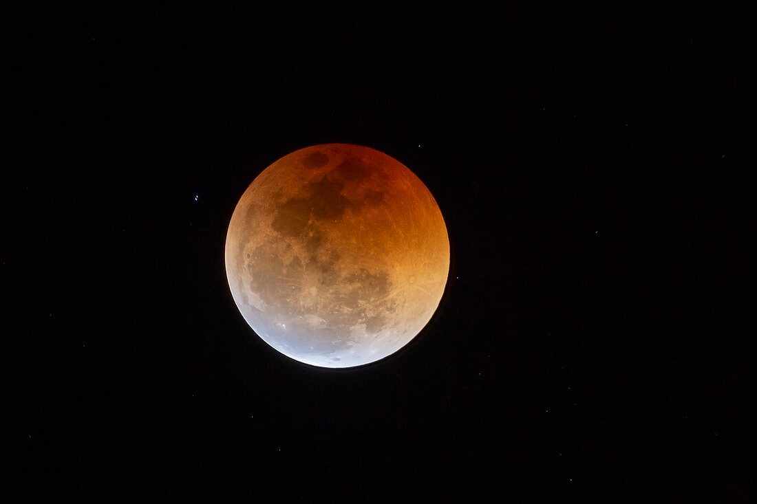 Total lunar eclipse just after totality, July 2018