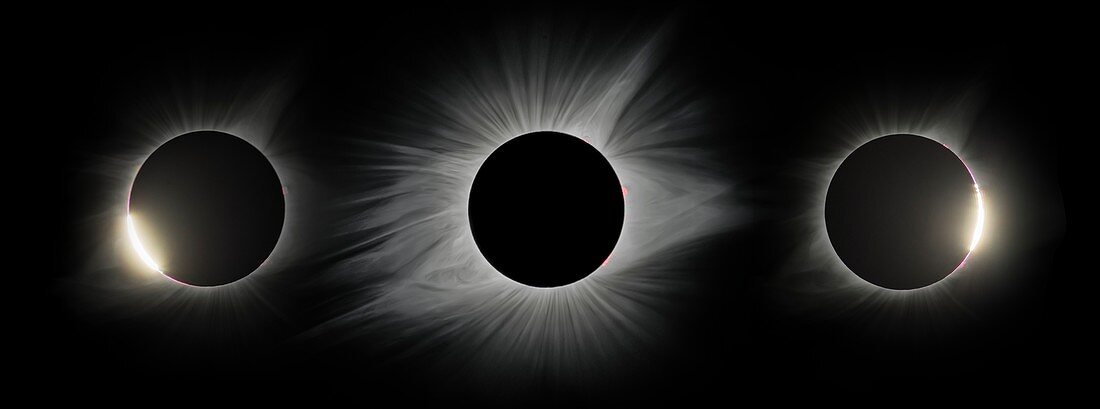 Total solar eclipse, totality and diamond ring effects