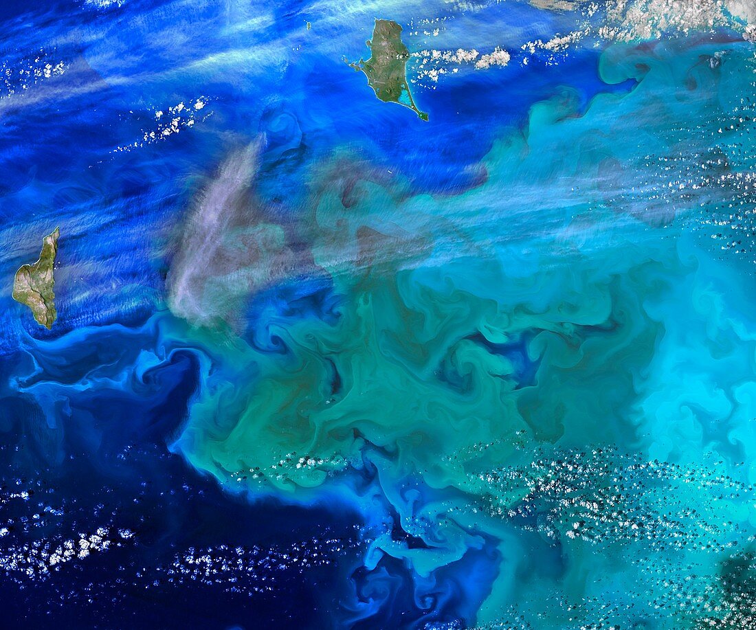 Algae bloom in the Bering Sea, satellite image