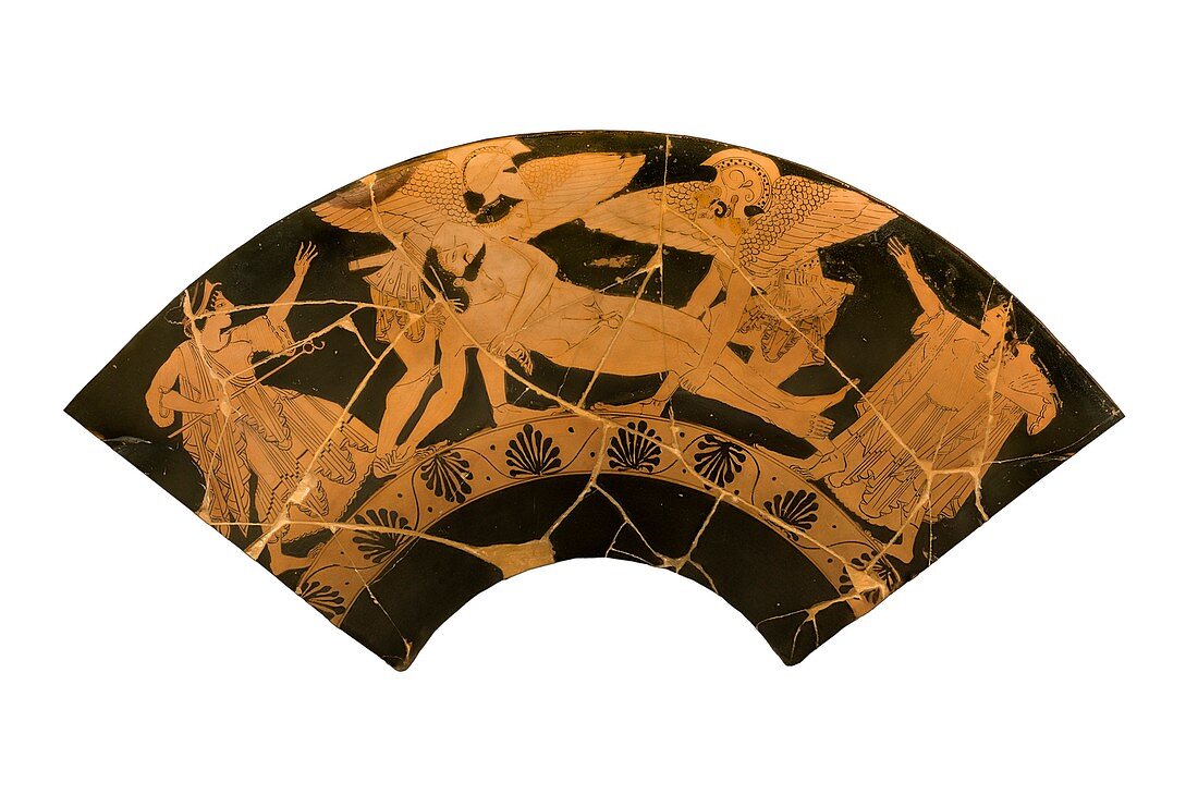 Red figure kylix of Sarpedon's death.