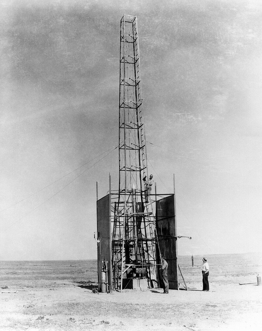 Goddard rocket launch tower, 1935