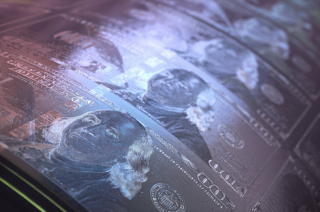 US 100 dollar banknotes, illustration