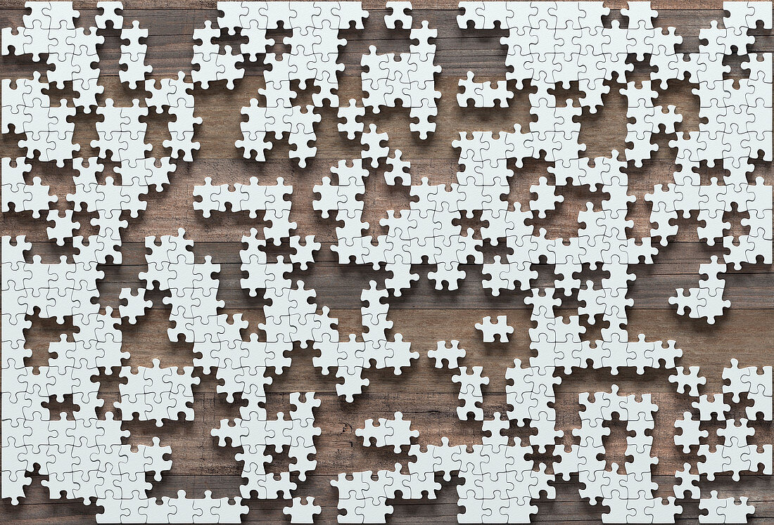Jigsaw puzzle pieces and gaps, illustration