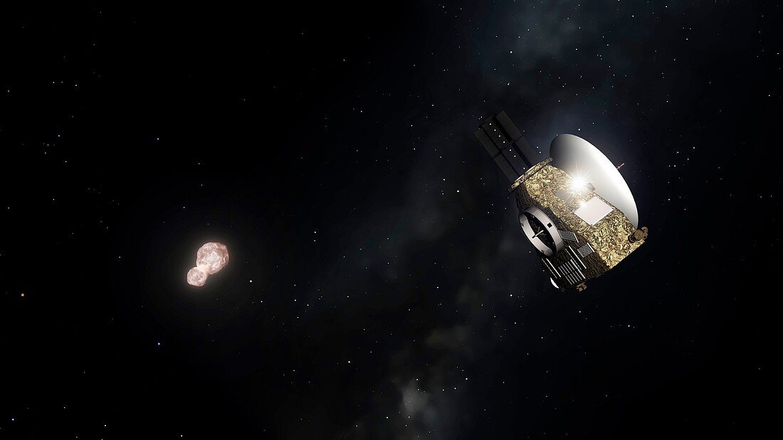 Artwork of Ultima Thule and New Horizons