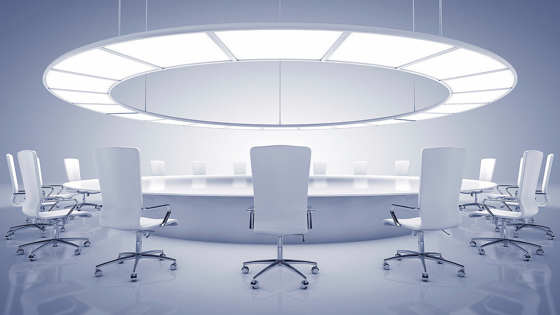 Modern oval conference room, illustration