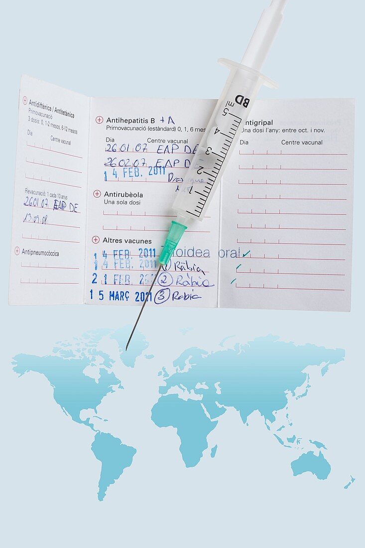 Travel vaccinations, conceptual image