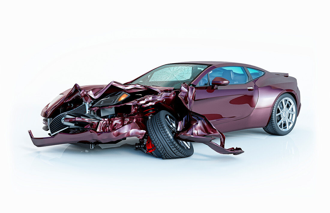 Car accident damage, illustration