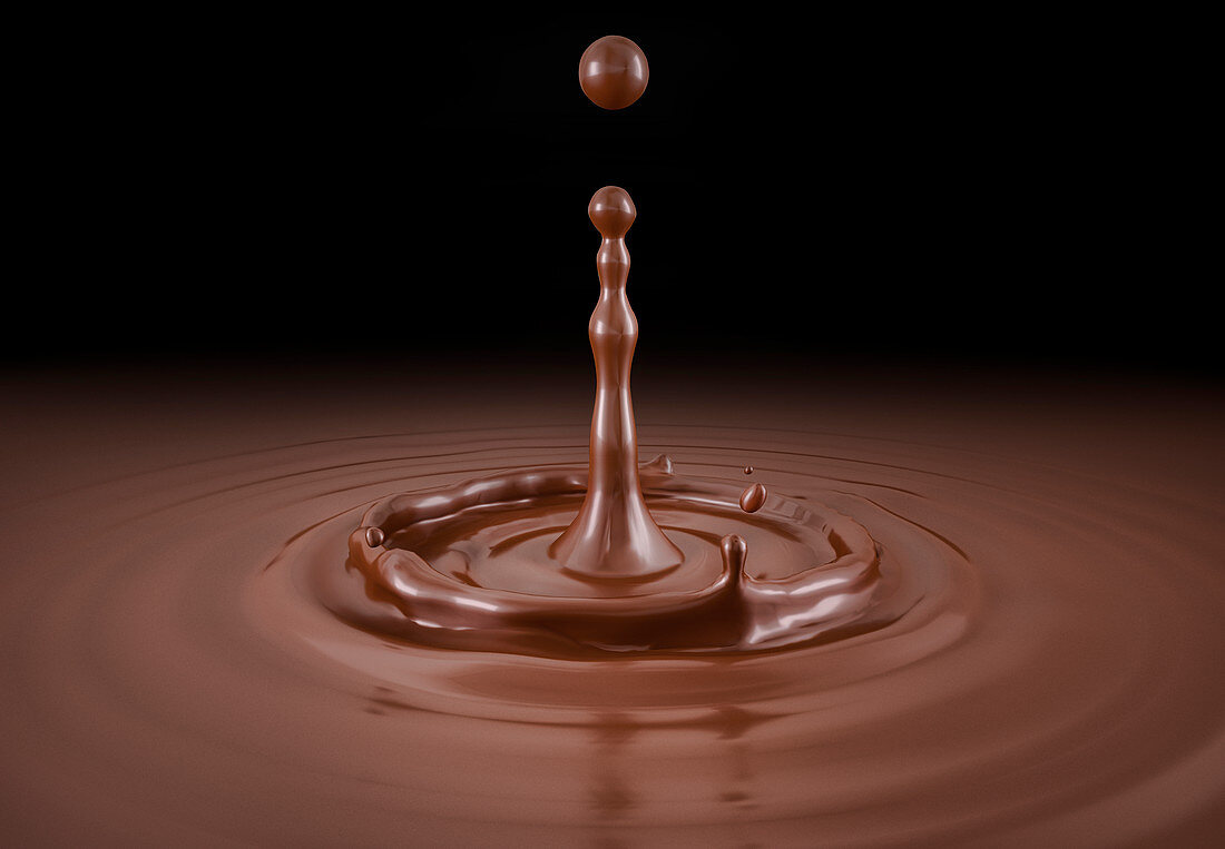 Single liquid chocolate drop splash, illustration
