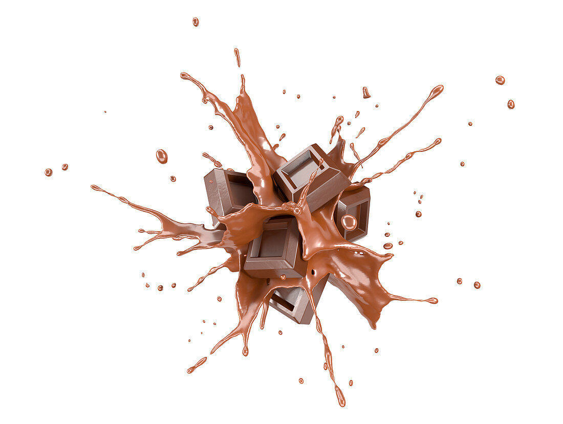 Chocolate blocks exploding, illustration