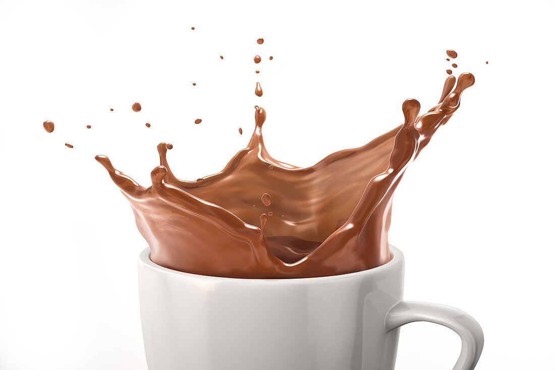 Cup with milk chocolate splash, illustration