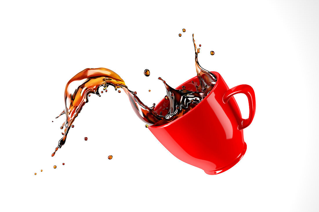 Mug with coffee splash, illustration