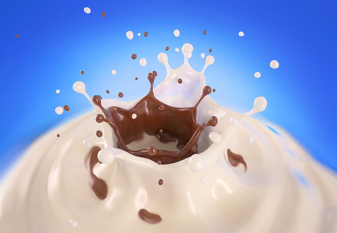 Double crown splash of milk and chocolate, illustration