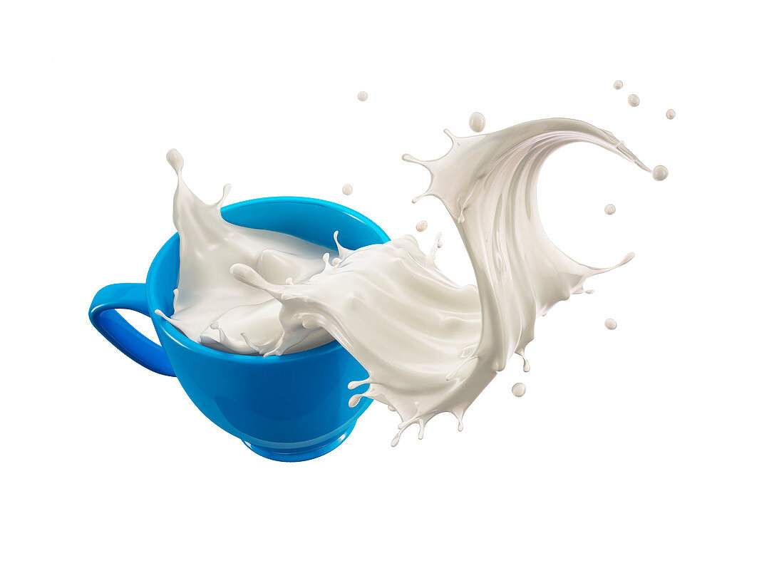 Mug with milk wave, illustration