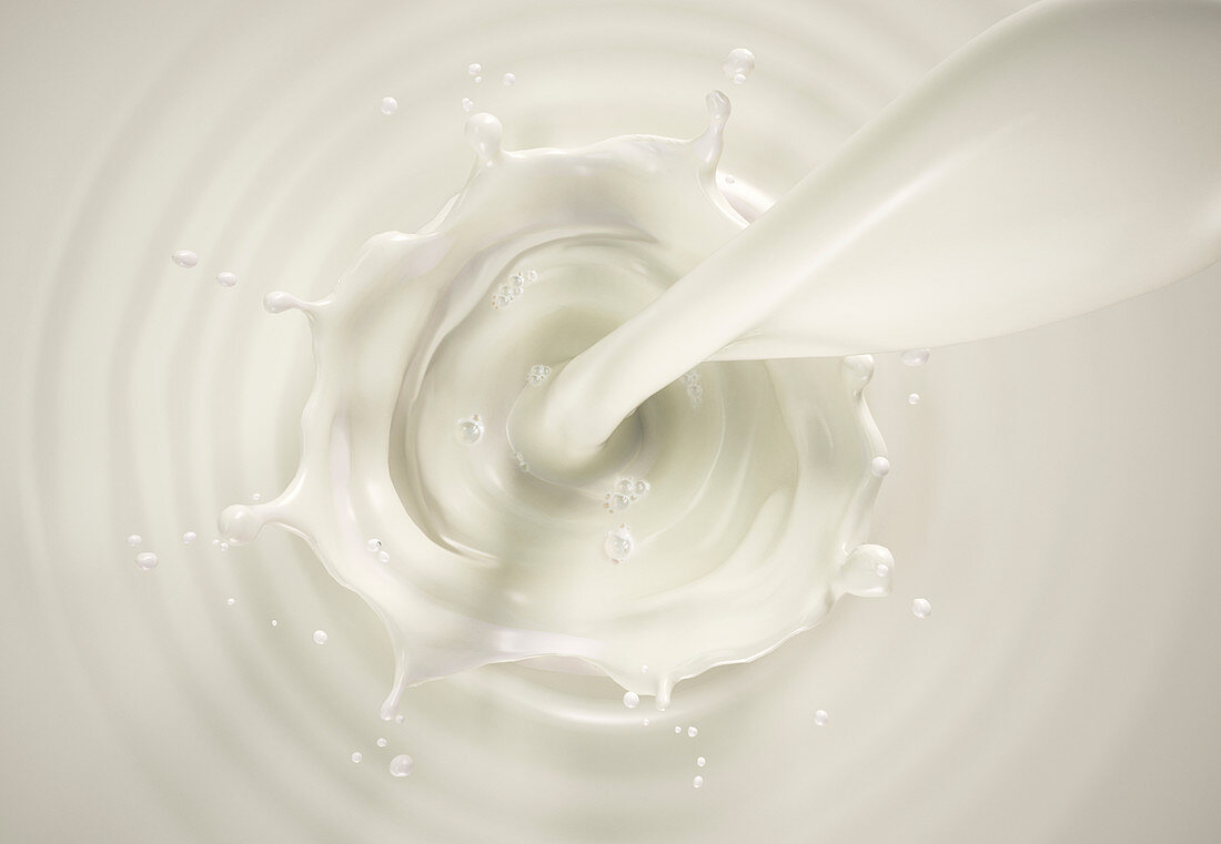 Milk pouring with crown splash, illustration
