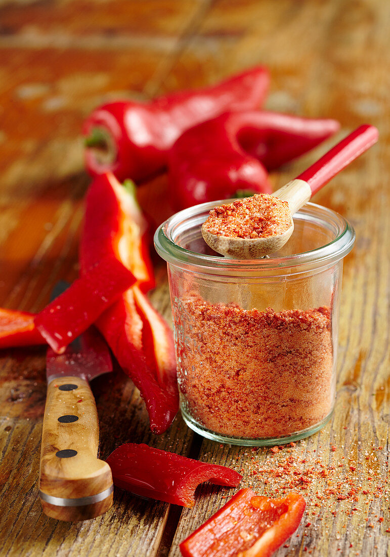 Homemade spice mixture: red paprika salt