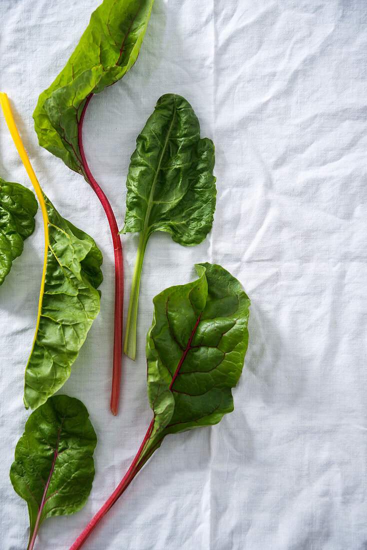 Various different coloured chard stems