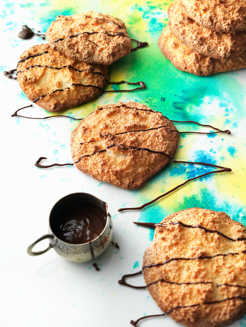 Macaroons on watercolour background