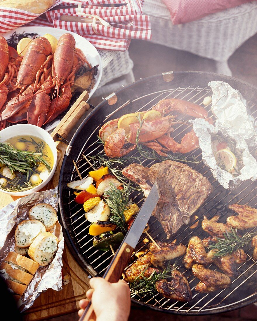 Assorted Foods at the Barbecue; On the Grill