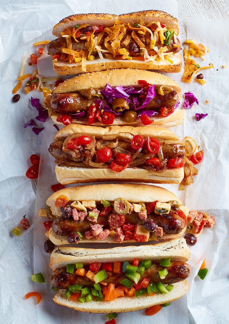 Verschiedene Hot Dogs