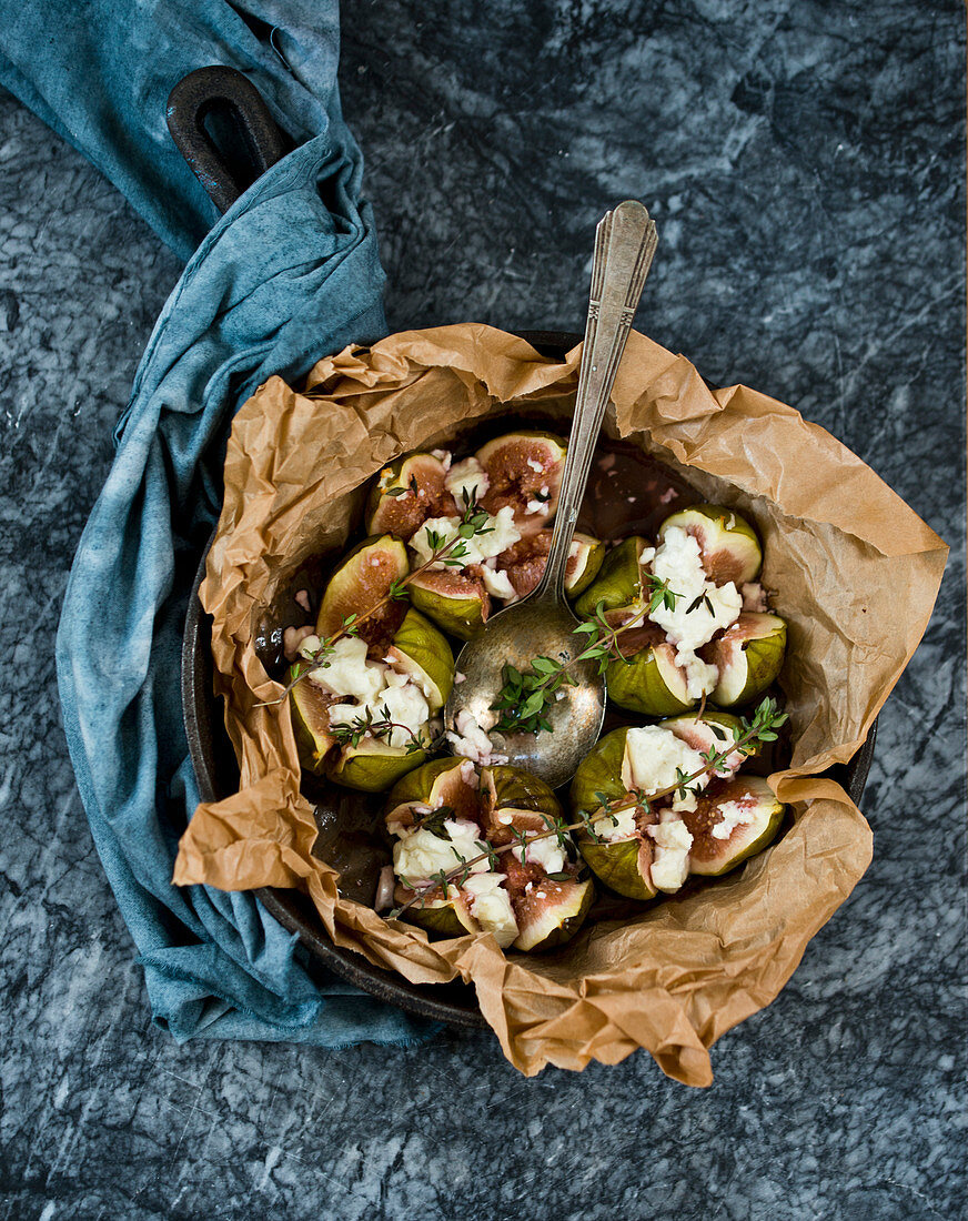 Baked figs with feta cheese