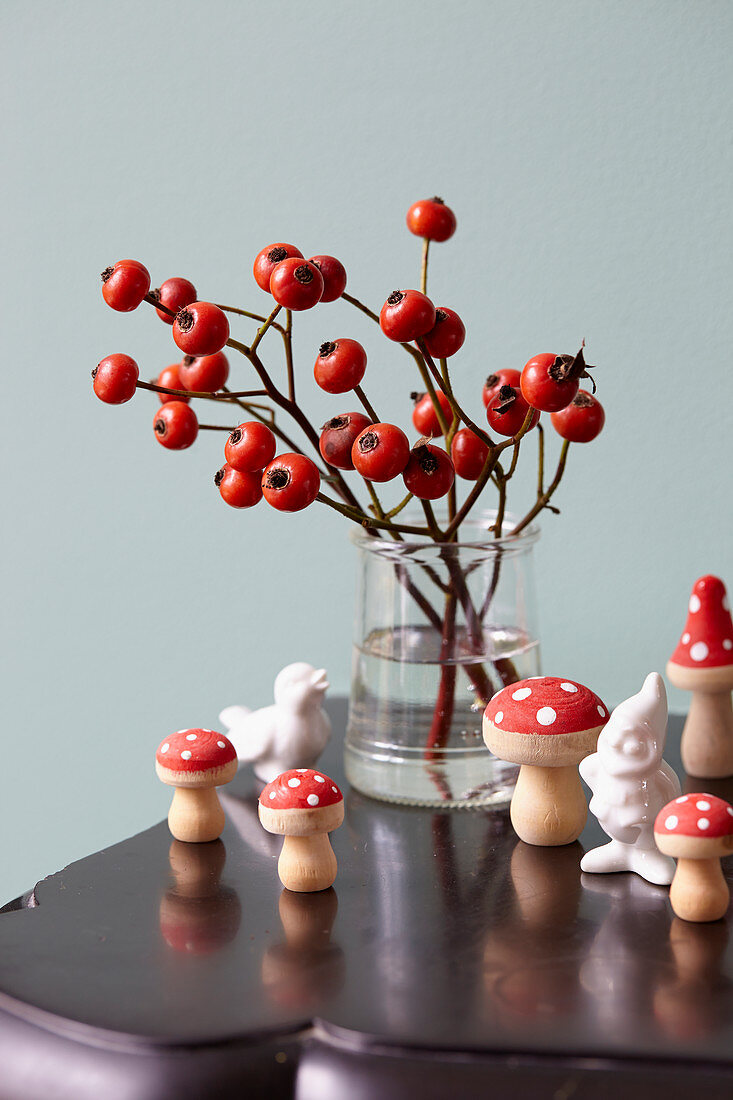 Rose hips in vase