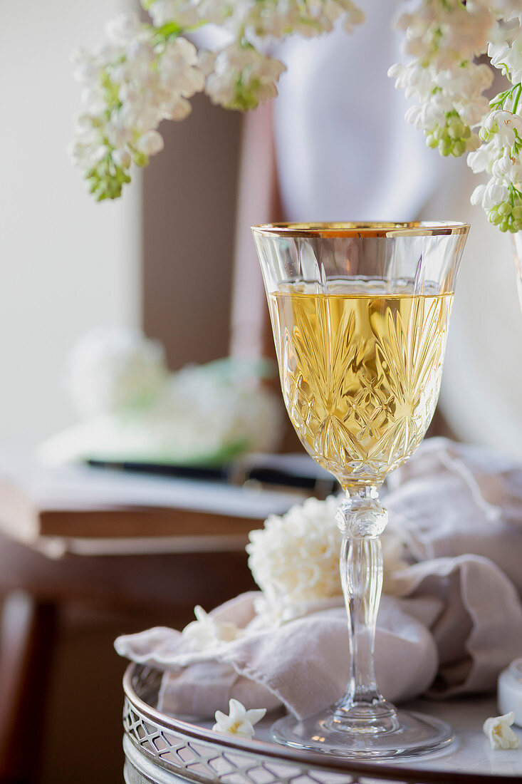 Honey Wine - White Wine with lilac backdrop