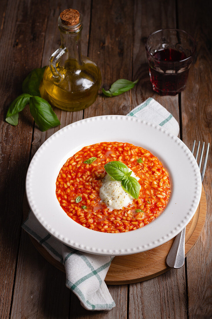 Tomato and mozzarella risotto