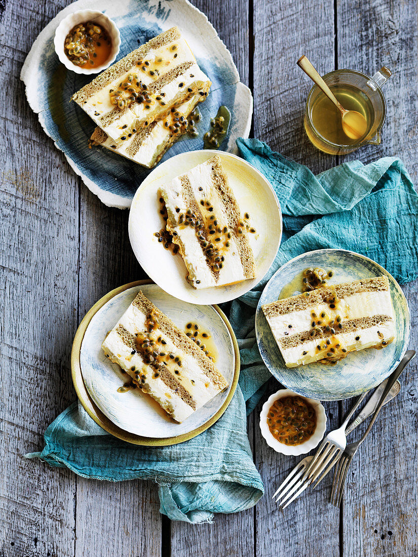 Lime and Passionfruit Frozen Yoghurt Cake