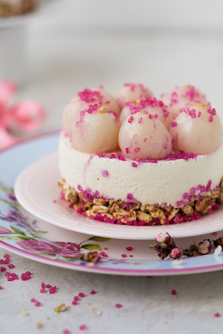 Käsekuchen mit Lychees