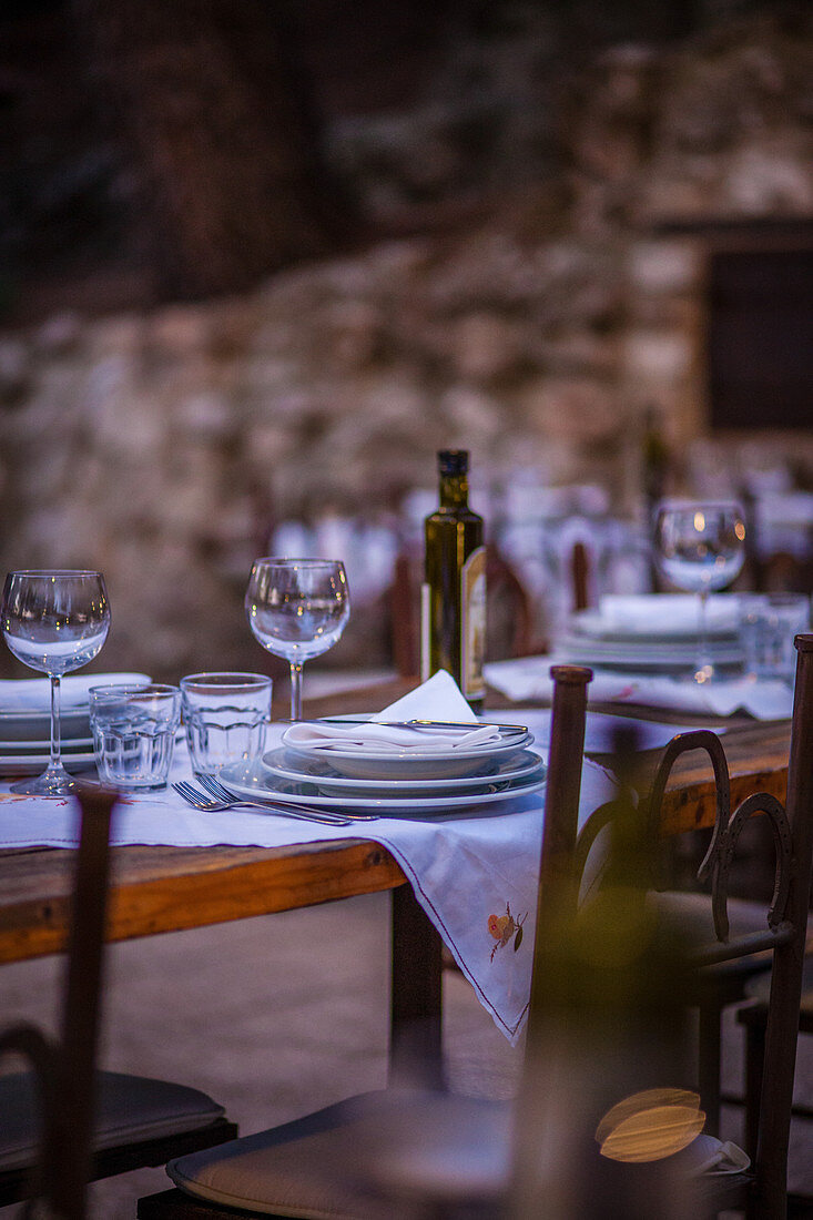 Tables laid in an Italian restaurant