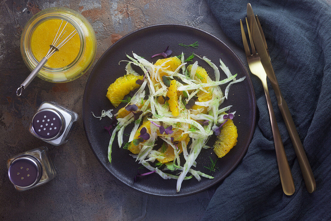 Fennel and orange salad with cress
