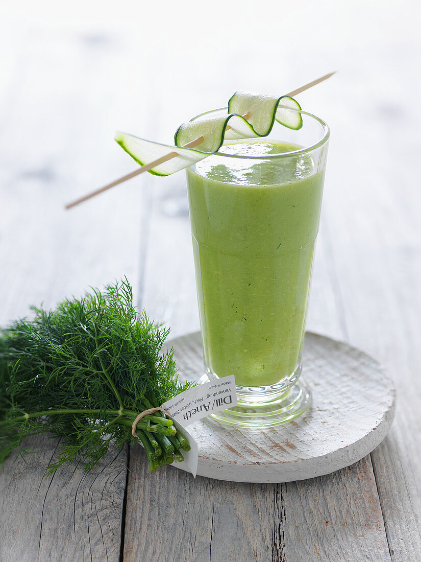 A cucumber and avocado smoothie with dill