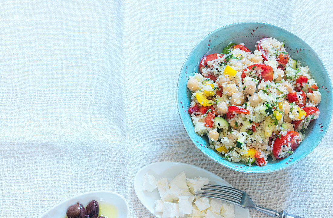 Couscous salad with feta and olives