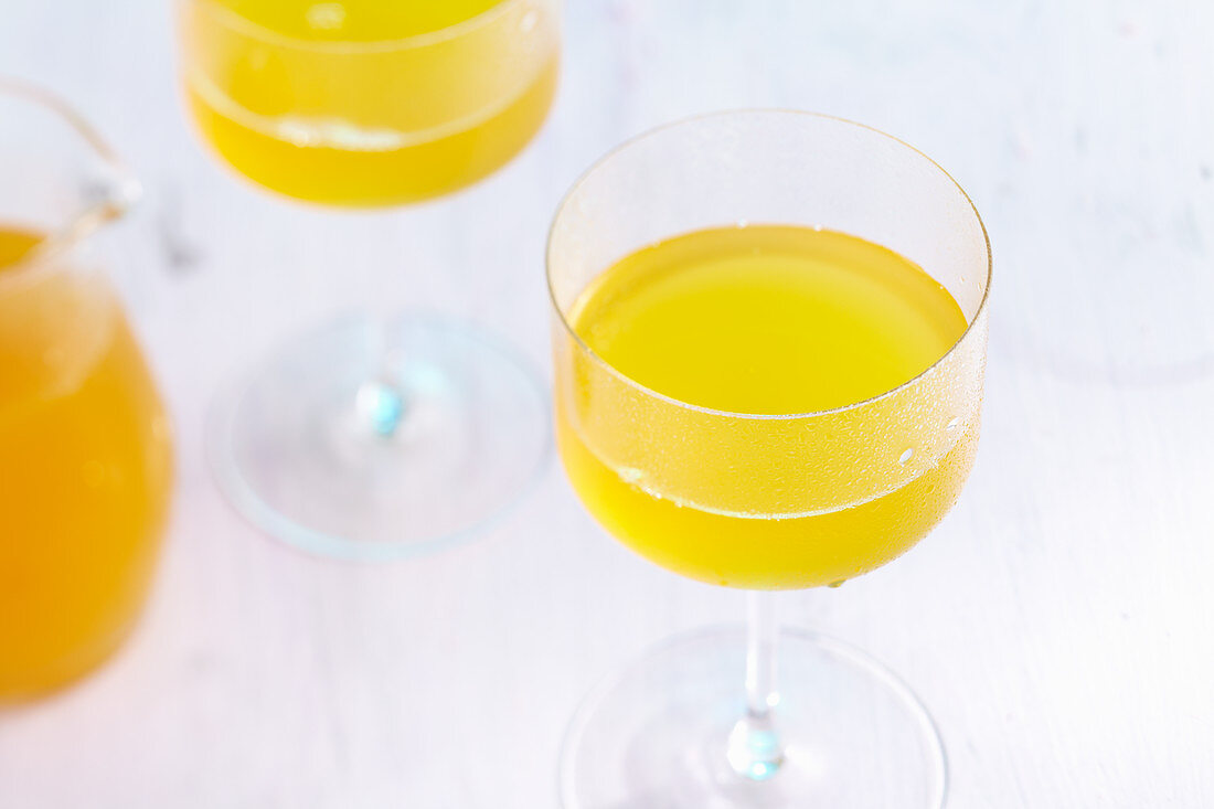 Dallas cocktails with whiskey, brandy, passion fruit and lemon juice